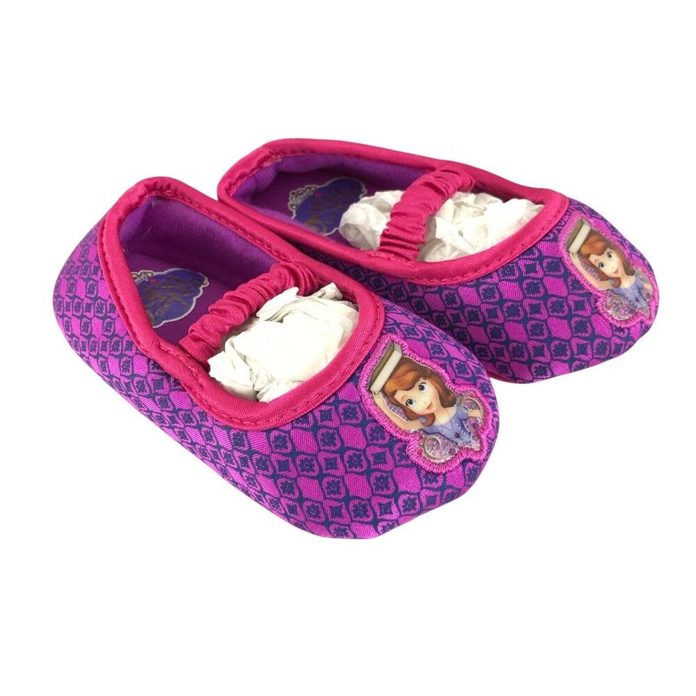 Disney Sofia the First Toddler Girls Slippers Soft Sole Flats Pink Purple S 5/6